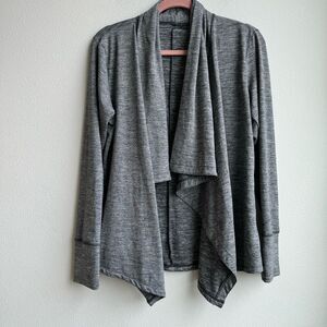 Nike Yoga Long Sleeve Top Gray Open Front Cardigan Casual Gym Travel Size Small